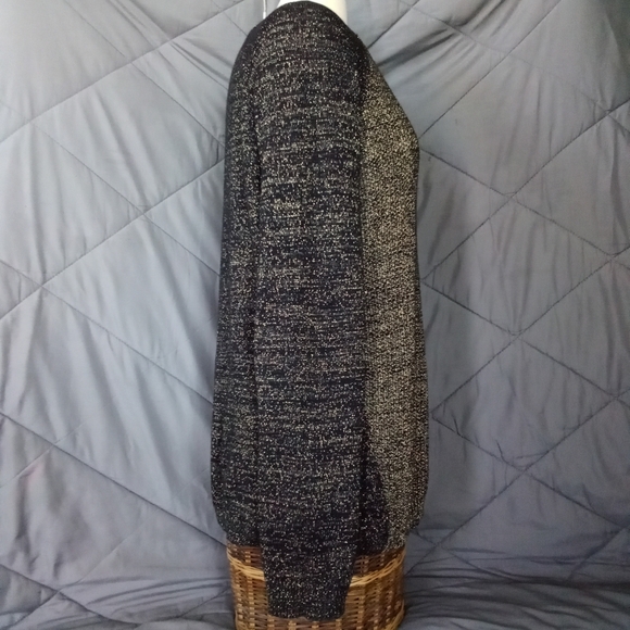 Women's Relativity Metallic Gold & Black Knit Sweater Raglan Sleeve Crew Neck - Picture 3 of 13